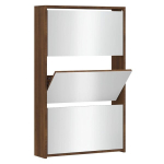 vidaXL 3 sahtliga kingakapp peegliga, pruun tamm, 63x17x102,5 cm