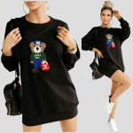 Naiste pikk puuvillane džemper Teddy, must