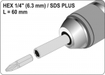 Kuuskant 1/4 SDS plus adapter L=60 mm 04690