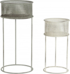 Lille lillede metallist lillede komplekt - DKD HOME DECOR - Standard - Metall - Valge ja Hall - 33x33x70 cm