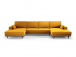 Panoraam velvetist diivan Hebe, 6 istekohta, kollane (sinep)