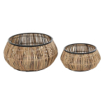 Lillede seemnepotid - DKD Home Decor - Metall ja rotang - Must - M&otilde;&otilde;tmed 50x50x25,4 cm - Kaasaegne stiil