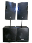 K&otilde;laris&uuml;steem PowerDynamics PD615A. Aktiivk&otilde;lar 15``x2 tk. SWP18 PRO aktiivne bassik&otilde;lar 18 "x2 tk.