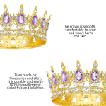 Queen Crown Rhinestone'i pulmakroonid ja tiaarad naiste kost&uuml;&uuml;mide peojuukseaksessuaarid Printsessi s&uuml;nnip&auml;evakrooni kristallist pruudikroon (kuldne lilla kroon)