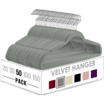 Kodu Premium Velvet Riidepuud 30/20/50 Komplekt, Must Sobiv Mitte-Libisev 360 Kraadi P&ouml;&ouml;ratav Konks., Pilka