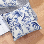 1tk Chinoiserie Padjakate, Suur Milenniumi Dekor, Sinine Valge 18x18.