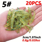 20tk Kalap&uuml;&uuml;gi Ussid, Pehme S&ouml;&ouml;t, 5cm/0.8g Kummist Kunstlik S&ouml;&ouml;t, Aeruotsaga Ujumislantid Karpkala Ahvenale, 5#