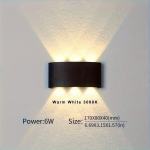1tk 6W LED Seinavalgusti, Seinalamp 85-265V, Valge/Must Varjund, Juoda