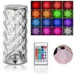 Crystal Diamond laualamp, 16 v&auml;rvi USB laadimispuutelamp Be