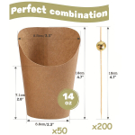 50tk, 200tk, 14 oz Kraft Suupiste Topsid ja Kokteilitikud., 250vnt/komplektas