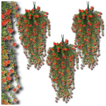 Rippuvad dekoratiivsed kunstlilled, 3 tk, punased ronivad