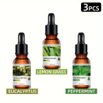 3tk 10ml Eeterliku &Otilde;lide Difusor Komplekt L&otilde;&otilde;gastumiseks, Eukaliptas + citrinžolė + mėta