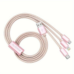 3-&uuml;hes Kiirlaadimise USB Kaabel iPhone Samsung Type-C jaoks, Rose Golden