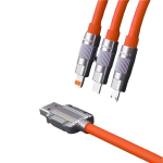 MFI Sertifitseeritud 3-&uuml;hes Kiirlaadimiskaabel - USB-Ligthing/Type-C 120W K&otilde;rge V&otilde;imsus Silikoon &Uuml;maraandmekaabel Tsinkisulamist Konnnektoriga., 120,09 cm