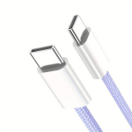 60W Kiire Laadimine Kaabel iPhone 15 ja Samsung jaoks - USB-C USB-C juhtmega &uuml;hilduv iPhone 15 seeria, iPad Pro/Air 5, MacBook ja Galaxy S22/S21/S20 Ultra jaoks, Violetinė