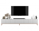 TV-kapp Meble Lindner 300 cm valge matt, metallraam
