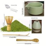 6tk Matcha Komplekt, Bambusest Kauss Vispel Ja Komplekt, Žalias