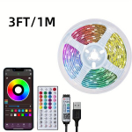 91.44cm-30.48m LED Ribavalgusti Muusika S&uuml;nkroniseerimisel, APP + 44 klavi&scaron;ų nuotolinio valdymo pultas