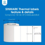 Sinmark 240-Pakk Termokleepsud, 50Mm X 90Mm - Mitmek&uuml;lgsed Isekleepuvad V&ouml;&ouml;tkoodi & Kommertskleepsud Termoprinteritele., 50 mm * 20 mm * 1000 lapų