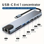 Kaheksa-&uuml;hes TYPE C dokkimisjaam, USB C, RJ45, HDTV, PD liides.