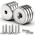 Neod&uuml;&uuml;mi tass magnet kruvidega - 4/8/12 tk komplekt, &uuml;mmargune v&otilde;imas haruldane muldmetall magnet, 27.22KG hoidmisv&otilde;ime, metallist materjal, ideaalne k&uuml;lmikule, k&ouml;&ouml;gis, kontoris & t&ouml;&ouml;koha kasutamiseks., 12 vnt