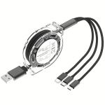 MFI Sertifitseeritud Mitme-laadimisega 3-in-1 T&otilde;mmatav USB Kaabel - &Uuml;hilduvus iPhone, Android, Type-C ja Micro USB Seadmetega., Juoda