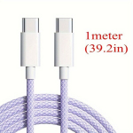 C T&uuml;&uuml;pi C 60W 2m/1m Iphone 15 Plus Pro Max Kiudkaabel Andmekaabel Kiirlaadimiseks, Violetinė