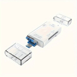 6-&uuml;hes USB C M&auml;lukaardilugeja: SD, MicroSD, TF, MiniSD, USB 2.0 ja Type-C &Uuml;hilduvus - Kiire Andmeedastus, Baltas