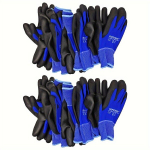 Safetree 12tk Sinised/Mustad Nailon Ohutuskindad PU Kattega - L&ouml;ikekindlad, Libisemiskindlad Ehituseks, Aednikuks & T&ouml;&ouml;stuseks, 10/XL
