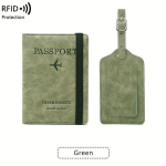 RFID Mitmefunktsionaalne Passihoidja ja Pagasisildi Kaart, Passikomplekt Reisikaaslane Passi&uuml;mbris. variant-29920, Žalias
