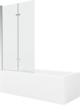 Vann Mexen Cubik koos viimistluse ja klaasist seinaga, 150x70 cm + 100 cm (II), White+Chrome/Transparent