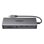 HUB Ugreen CM681 15978 13in1 USB-C &ndash; 2x USB-A 3.2 / 2x USB-A 3.0 / USB-C 3.2 / 2x HDMI / DisplayPort / RJ45 / SD ja TF / AUX / USB-C PD