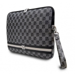 DKNY PU Leather Checkered Pattern and Stripe Laptop Sleeve 15|16" Black DKCS16PVSHLK