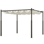Outsunny pergola ca 3x3m aiapaviljon, metallist terrassikatus, reguleeritava katusega aiapaviljon, vabalt seisev, UV kaitse 30+, terrassile ja aeda, kreemikasvalge, Kreminės baltos spalvos