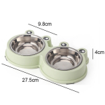 Koerte kausid, lemmikloomatoidu anumad, konnadisainiga kahekordne koerakauss roostevabast terasest koera kutsika vee- ja toidukausid, roheline