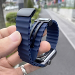Nutikell Silikoon Ookeani Rihm Rannapael Apple Watchile., Tamsiai mėlyna