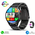 Nutikell Uus 2024 Juhtmevaba Nutikell 1.43-tollise AMOLED-ekraaniga., juodo plieno