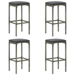 Baaripukid istmepatjadega vidaXL, 4 tk, hall, pol&uuml;rotang