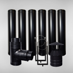 Suitsutoru komplekt Vulcano Plus Black DN130/230mm, pikkus 6m