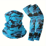 1tk K&auml;e Varruka Mask, Bandana UV Kaitse Mootorratta Kalap&uuml;&uuml;gi Sokid, Meeste Naiste Spordi P&auml;ikesekaitse Komplekt. , Kamufliažas mėlynas