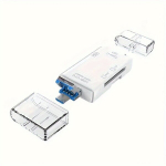 6-&uuml;hes SD/mikro SD kaardilugeja iPhone/iPad/Android/Mac/arvuti/kaamera jaoks. , Baltas