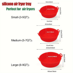1/3tk, &Otilde;hufrit&uuml;&uuml;ri Silikoonist Liners Komplekt, 16.51-22.86cm &Uuml;mmargune &Otilde;hufrit&uuml;&uuml;ri Silikoonist Korv., Rinkinys 3-(3-9QT)