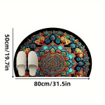 Boho Mandala Poolring Uksematt - Veekindel Libisemiskindel., 50 cm x 80 cm (19,7 x 31,5 colio)