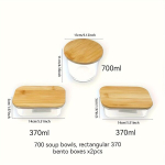 Bento karpide komplekt, 700 sriubos dubuo, stačiakampė 370 prie&scaron;piečių dėžutė x2 vnt