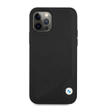 BMW BMHCP12LRCDPK iPhone 12 Pro Max 6,7 musta/musta nahkakate reljeefsete detailidega
