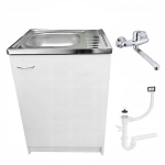 Seisev k&ouml;&ouml;gikapp, seinale paigaldatav segisti, sifoon, valge, 60x60cm