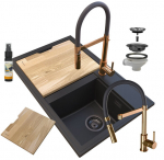 Graniit valamu Granitan Hektor Rosegold k&ouml;&ouml;gisegisti Vento sifoon komplekt