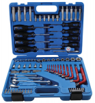 T&ouml;&ouml;riistakomplekt | 6,3 mm (1/4 ") + 12,5 mm (1/2") | E-t&uuml;&uuml;p / T-t&auml;ht (Torxi jaoks) | 84 tk. BGS Technic-7849