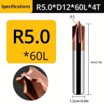 1tk 55 Kraadi Pronks Volframi Teras Sisel&otilde;ikamine R Freesimine Kate Sisemine R Nuga Faasi Nuga Sulam Viimistlemine Terase Vormimiseks, R5-D12-60