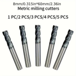 1tk/2tk/3tk/4tk/5tk 8mm Meeterm&otilde;&otilde;dus Freespink, 60mm Pikkus, Karastatud Sulam, K&uuml;lg/Ots Freesimiseks, CNC T&ouml;&ouml;koja T&ouml;&ouml;riistad, 3vnt